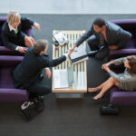 Businesspeople making introductions